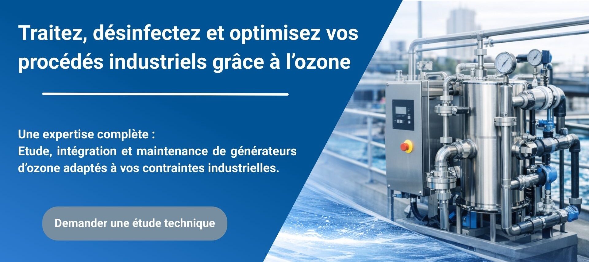 Spécialiste des solutions à l’ozone Générateur d'ozone industriel installé sur un site de traitement d'eau